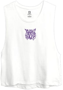 Womens K-State Wildcats White Summit Sportswear Crop Muscle Tank Top