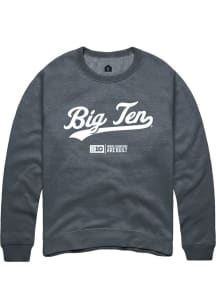 Mens Big Ten Grey Rally Script Crew Sweatshirt