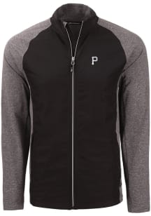 Cutter and Buck Pittsburgh Pirates Mens Black Mono Adapt Eco Big and Tall Light Weight Jacket