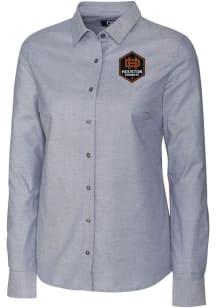 Cutter and Buck Houston Dynamo Womens Stretch Oxford Long Sleeve Charcoal Dress Shirt