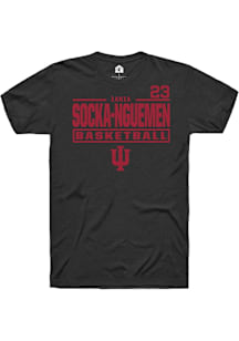 Zania Socka-Nguemen Indiana Hoosiers Black NIL Stacked Box Short Sleeve Player T Shirt
