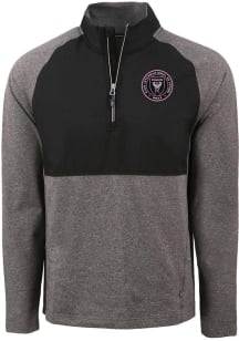 Cutter and Buck Inter Miami CF Mens Black Adapt Eco Hybrid Long Sleeve Qtr Zip Pullover