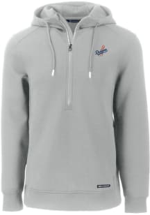 Cutter and Buck Los Angeles Dodgers Mens Grey Cooperstown  Roam Hood