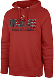 47 Carolina Hurricanes Mens Red Byline Headline Long Sleeve Hoodie