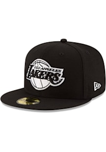 New Era Los Angeles Lakers Mens Black and White Basic 59FIFTY Fitted Hat