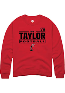 Zach Taylor Cincinnati Bearcats Mens Red Football NIL Stacked Box Player Crew