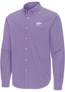 Mens K-State Wildcats Purple Antigua Porter Long Sleeve Dress Shirt