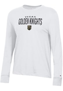 Champion Vegas Golden Knights Womens White Mascot Logo Core LS Tee
