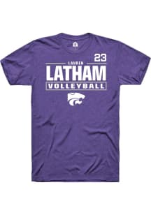 Lauren Latham Rally Mens Purple K-State Wildcats NIL Stacked Box Player T Shirt