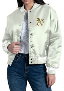 Starter Oakland Athletics Womens Green Script Satin Medium Weight Jacket