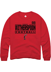 DaMari Witherspoon Cincinnati Bearcats Mens Red Football NIL Stacked Box Player Crew