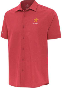 Antigua Army Mens Red Activate Short Sleeve Dress Shirt