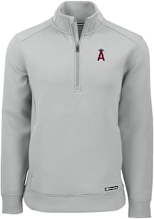Cutter and Buck Los Angeles Angels Mens Grey Roam Long Sleeve Qtr Zip Pullover