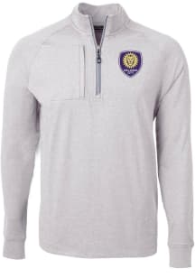 Cutter and Buck Orlando City SC Mens Grey Adapt Eco Knit Big and Tall Qtr Zip