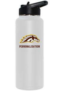 White Western Michigan Broncos Personalized 34oz Quencher Stainless Steel Bottle