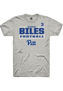 Rasheem Biles Rally Mens Ash Pitt Panthers NIL Stacked Box Player T Shirt