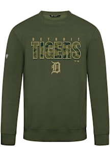 Levelwear Detroit Tigers Mens Olive Zane Protect Long Sleeve Crew Sweatshirt