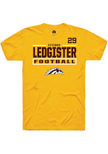 Fitzroy Ledgister Western Michigan Broncos Gold Football NIL Stacked Box Short Sleeve Player T Shi..