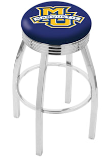 Marquette Golden Eagles 3 Ring Chrome Seat Pub Stool - Silver