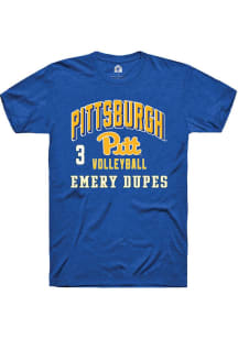 Emery Dupes Rally Mens Blue Pitt Panthers NIL Arch Logo Player T Shirt