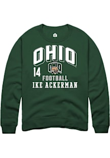 Ike Ackerman Ohio Bobcats Mens Green Football NIL Arch Logo Player Crew