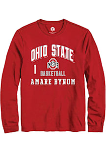 Amare Bynum Ohio State Buckeyes Red NIL Arch Logo Long Sleeve Player T Shirt