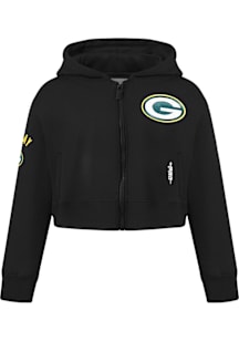 Pro Standard Green Bay Packers Girls Black Classic Essentials Long Sleeve Full Zip Jacket