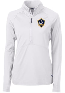 Cutter and Buck LA Galaxy Womens White Adapt Eco Qtr Zip Pullover