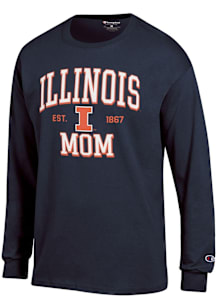 Champion Illinois Fighting Illini Navy Blue EST Date Mom Jersey Long Sleeve T Shirt