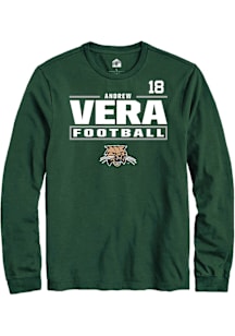 Andrew Vera Ohio Bobcats Green Football NIL Stacked Box Long Sleeve Player T Shirt
