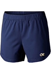 Columbia GA Tech Yellow Jackets Womens Navy Blue Heat Seal Tamiami Pull-On Shorts
