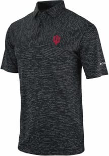 Mens Indiana Hoosiers Black Columbia Heat Seal Heading Out Short Sleeve Polo Shirt