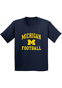 Michigan Wolverines Youth Navy Blue Arch Logo Football Short Sleeve T-Shirt