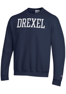 Mens Drexel Dragons Navy Blue Champion Straight Powerblend Crew Sweatshirt