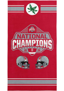 Red Ohio State Buckeyes 2024 Football National Champions Parallel 30X60 Beach Towel