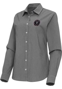 Antigua Inter Miami CF Womens Porter Long Sleeve Black Dress Shirt