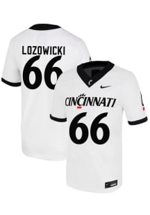 Xavier Lozowicki Nike Mens White Cincinnati Bearcats NIL Name And Number Football Jersey