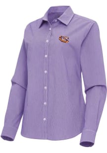 Antigua LSU Tigers Womens Tigers Eye Porter Long Sleeve Purple Dress Shirt