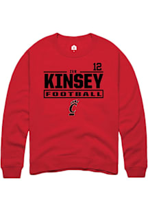 Zeb Kinsey Cincinnati Bearcats Mens Red Football NIL Stacked Box Player Crew