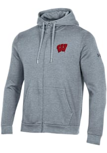 Under Armour Wisconsin Badgers Mens Grey All Day Long Sleeve Full Zip Jacket