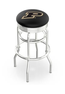 Black Purdue Boilermakers Double-Ring Swivel Chrome Pub Stool