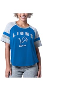 Detroit Lions Womens Blue Pinch Hitter Short Sleeve T-Shirt