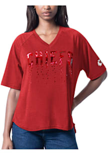 Kansas City Chiefs Womens Red Wide Shot Short Sleeve T-Shirt