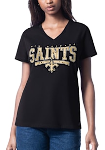 New Orleans Saints Womens Black Cheer Dance Short Sleeve T-Shirt