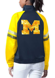 Michigan Wolverines Womens Blue Fan Bling Long Sleeve Track Jacket