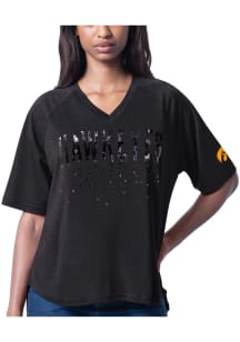 Iowa Hawkeyes Womens Black Wide Shot Short Sleeve T-Shirt