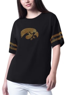 Iowa Hawkeyes Womens Black Fan Catch Short Sleeve T-Shirt