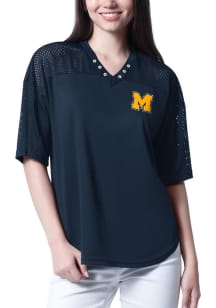 Womens Blue Michigan Wolverines Key Plan Jersey Fashion Football
