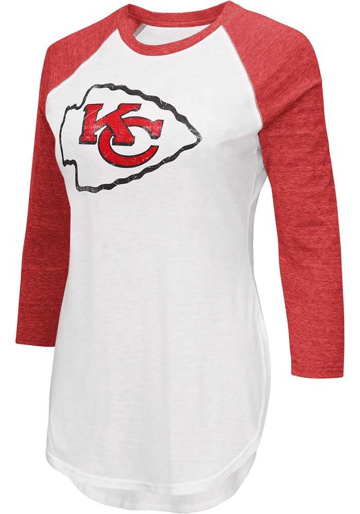 G-III Apparel Group Kansas City Chiefs Women's White Tailgate Long Sleeve Women's Crew, White, 50 POLY/38 COT/12 RAY, Size XL, Rally House