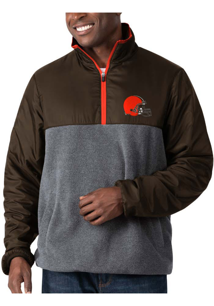 Men's Antigua Brown/Gray Cleveland Browns Glacier Quarter-Zip